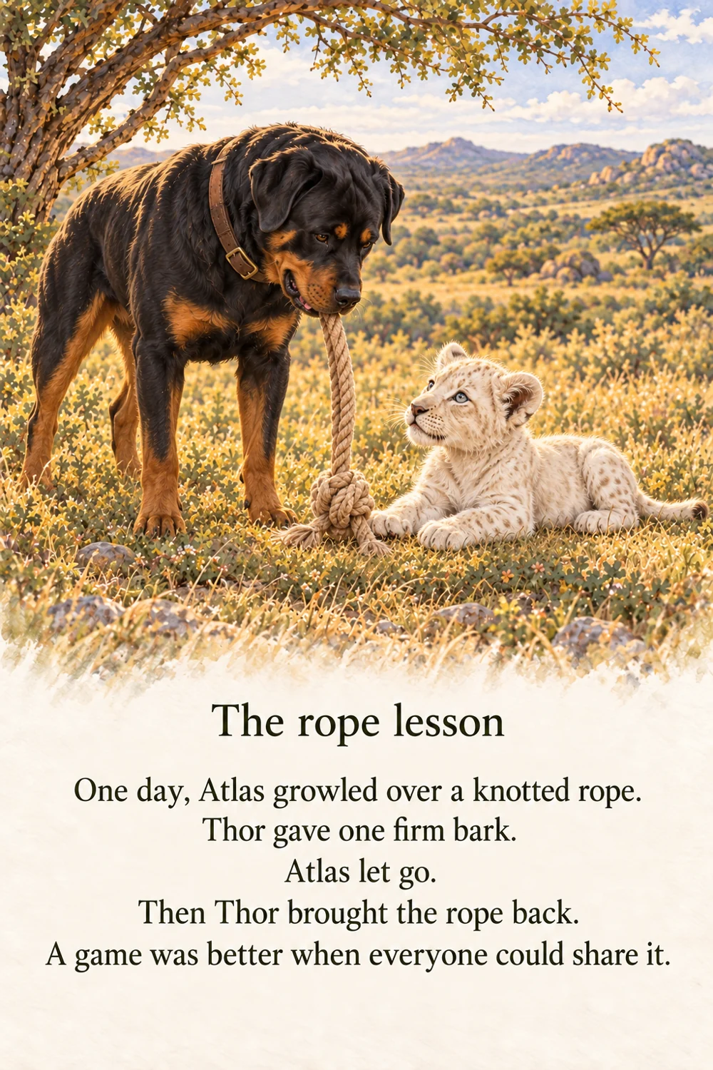 The rope lesson, an actual children's book page