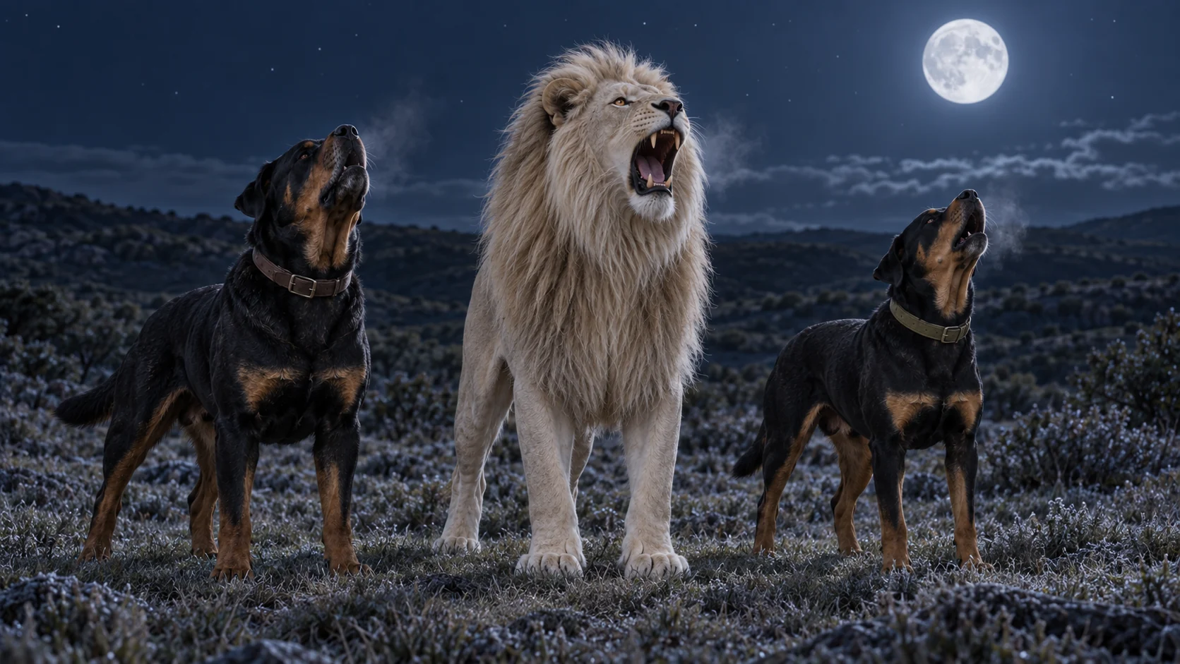 Atlas, Thor and Luna raising their voices beneath the stars